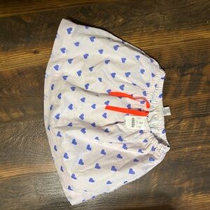 Crewcuts White Skirt with Blue Hearts and Red Accent